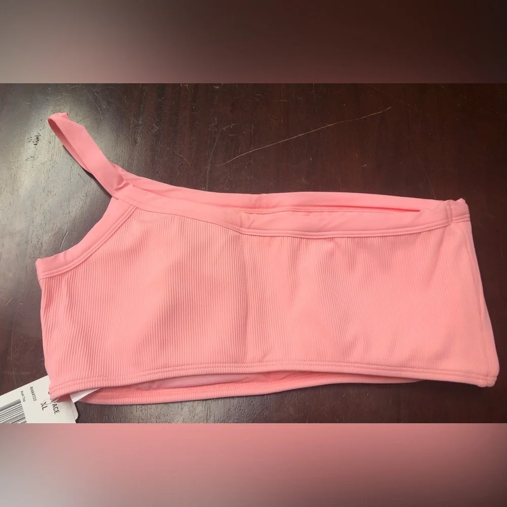 NWT L*Space Axel Ribbed Baby Pink One Shoulder Bikini Top - Picture 5 of 8